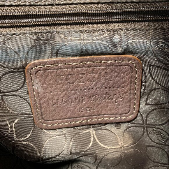 FOSSIL Distressed Brown Pebble Leather Medium Shoulder Crossbody Bag - Picture 10 of 12
